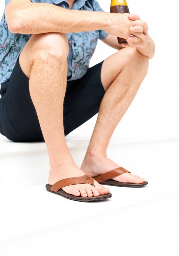 Sandales OLUKAI HiapoFlop Cuir Pleine Fleur Unisexe