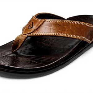 Sandales Olukai Hikianalia Cuir Pleine Fleur Homme Tan Java