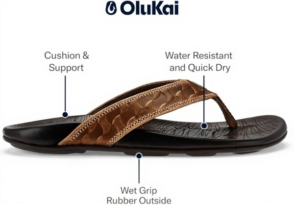 Sandales Olukai Hikianalia Cuir Pleine Fleur Homme
