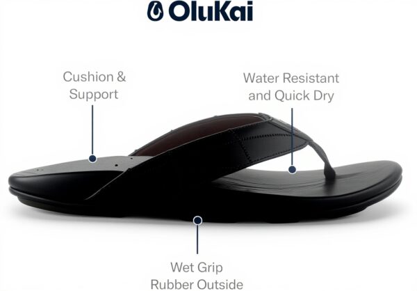 Sandales homme OLUKAI Hokulea cuir pleine fleur semelle EVA