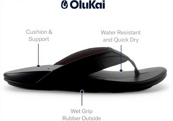 Sandales homme OLUKAI Hokulea Kia cuir pleine fleur confort