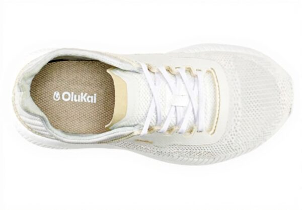 OLUKAI Baskets Homme Tricot Respirant Talon Tombant Blanc