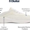 OLUKAI Baskets Homme Tricot Respirant Talon Tombant Blanc