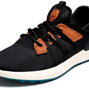 OLUKAI Manele Chaussures de golf sans crampons pour homme, résistantes à leau et aux taches, semelle intermédiaire rembourrée et semelle profilée, confort tout au long de la journée et légères, Noir