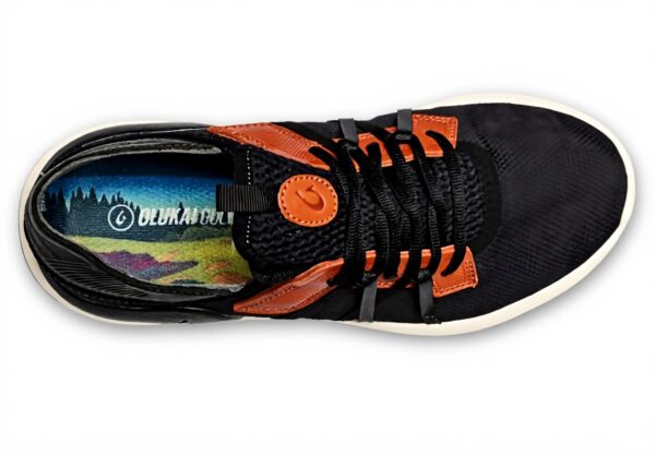 OLUKAI Manele Chaussures de golf sans crampons pour homme, résistantes à leau et aux taches, semelle intermédiaire rembourrée et semelle profilée, confort tout au long de la journée et légères, Noir