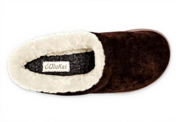 Pantoufles mules femme OLUKAI cuir nubuck doublure polaire