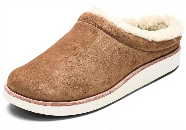 Pantoufles mules femme OLUKAI cuir nubuck doublure polaire