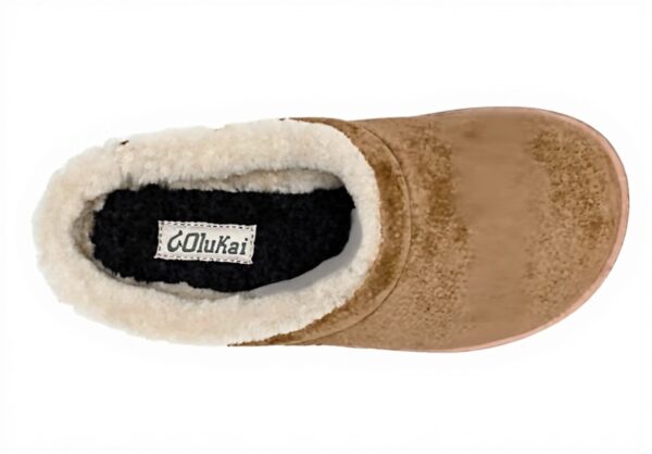 Pantoufles mules femme OLUKAI cuir nubuck doublure polaire