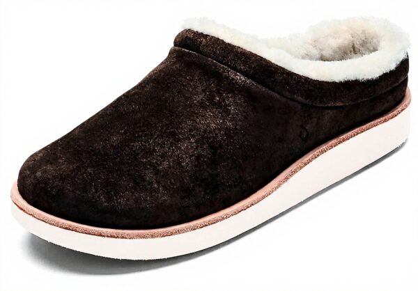 Pantoufles mules femme OLUKAI cuir nubuck doublure polaire