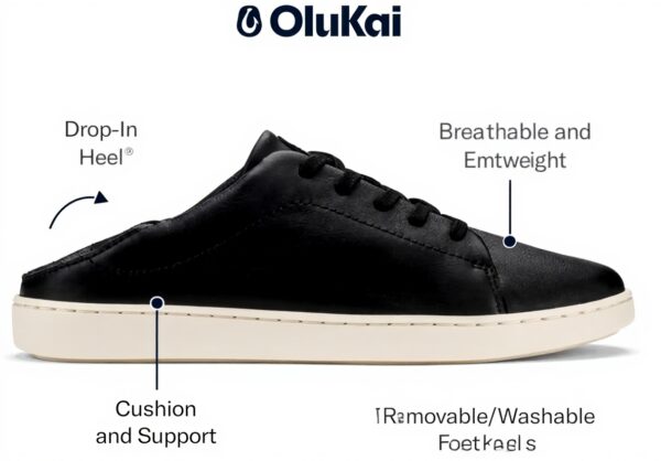 Baskets en cuir OLUKAI Pehuea Li Ili confort talon tombant