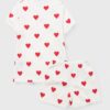 Pyjama fille Petit Bateau coton bio cœur rouge blanc-2