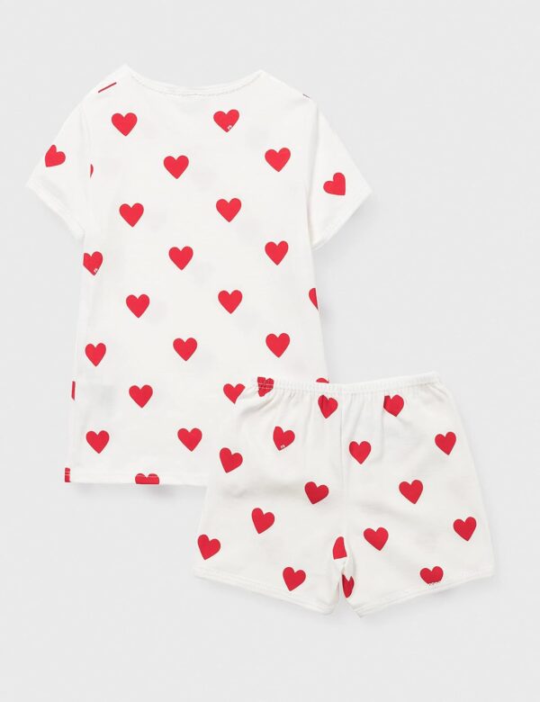 Pyjama fille Petit Bateau coton bio cœur rouge blanc-2
