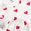 Pyjama fille Petit Bateau coton bio cœur rouge blanc-1