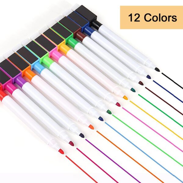 Feutre tableau blanc effaçable qijiefenCC 12 pcs magnétique-3