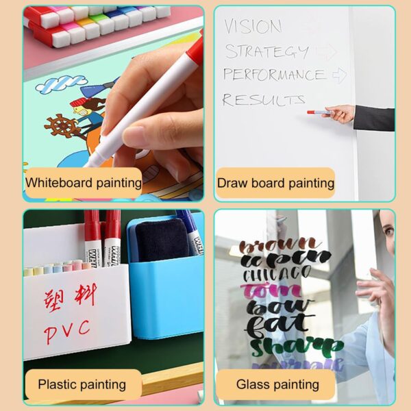 Feutre tableau blanc effaçable qijiefenCC 12 pcs magnétique-4