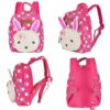 Queta Sac à Dos Enfant Lapin Design Cartable Rose Nylon-7