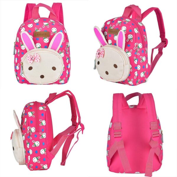 Queta Sac à Dos Enfant Lapin Design Cartable Rose Nylon-7