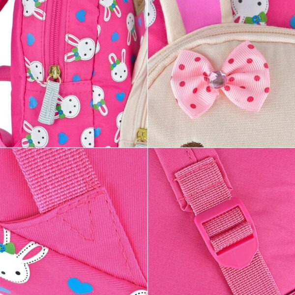 Queta Sac à Dos Enfant Lapin Design Cartable Rose Nylon-5