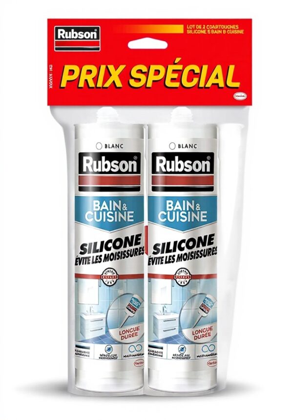 Mastic silicone Rubson anti-moisissures bain cuisine blanc