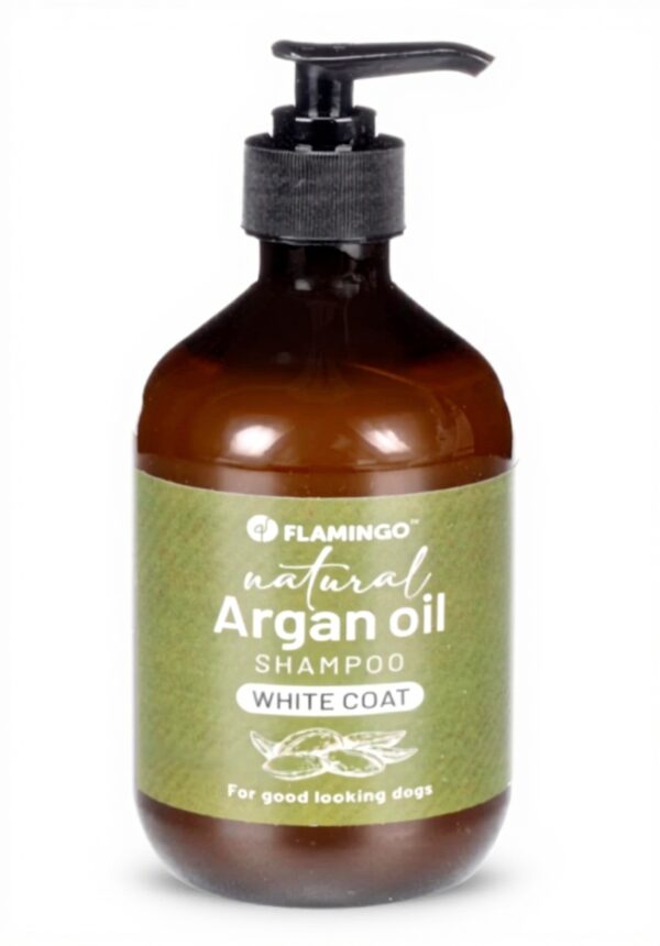 Shampoing chien Flamingo 500ml huile argan pelage blanc
