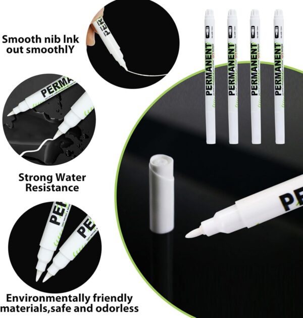 Marqueur permanent blanc Greacesrio pointe fine 1,0 mm-2