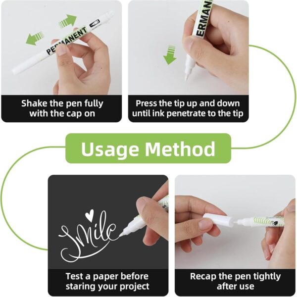 Marqueur permanent blanc Greacesrio pointe fine 1,0 mm-3