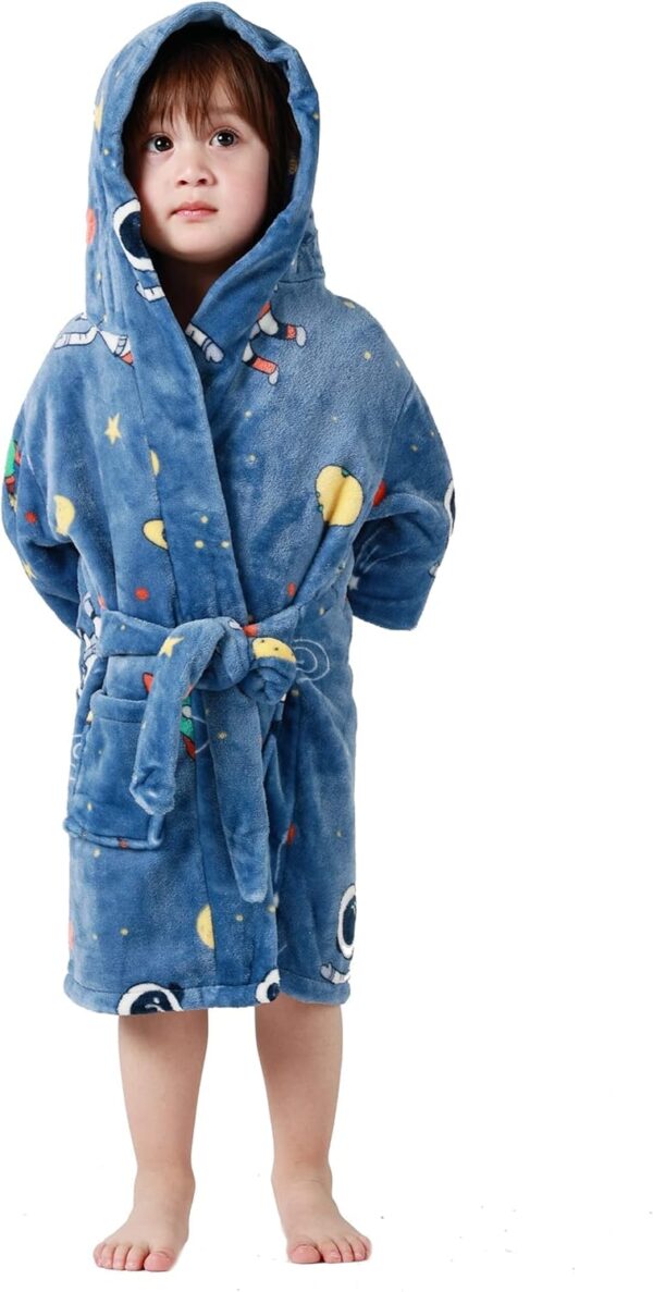 Taigood Peignoir Enfant Capuche Doux Pyjama Garçons Filles-3