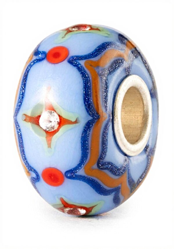 Perle Trollbeads Azure Porcelain Gleam zircons bleu femme