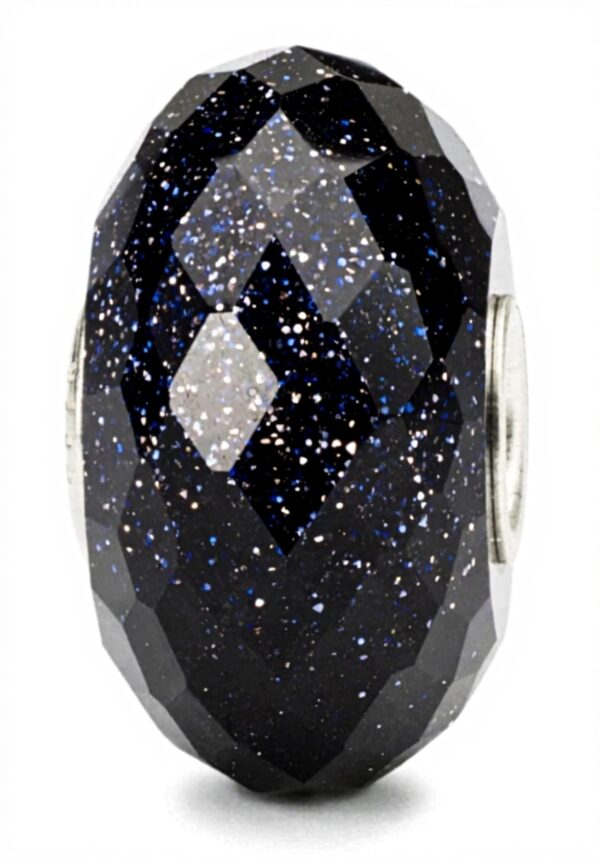 Charme Trollbeads pierre d'or bleue à facettes verre bleu