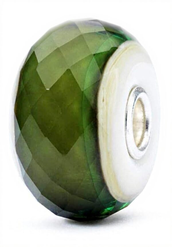 Perle Trollbeads Femme Vert Lueur Verre Facettes Argent