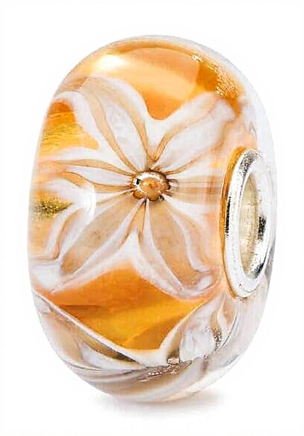 Perle en verre Trollbeads fleur design femme bijoux charms