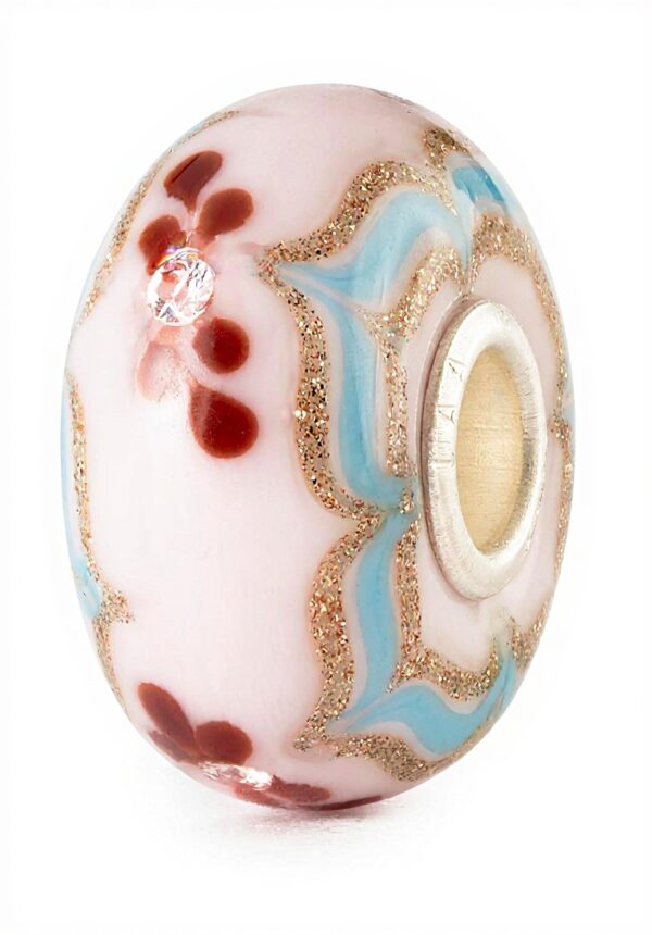 Perle lumineuse Trollbeads dentelle pétale femme bijou