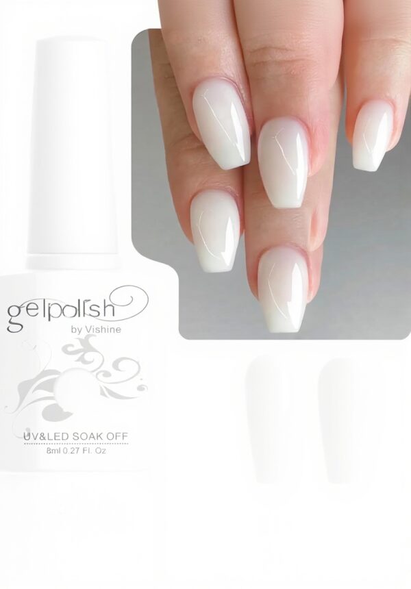 Vernis gel semi-permanent blanc laiteux Vishine manucure