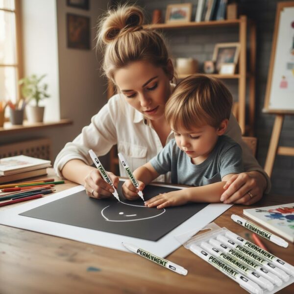 Marqueur blanc permanent YUVKIN pointe fine 1mm lot 6-3