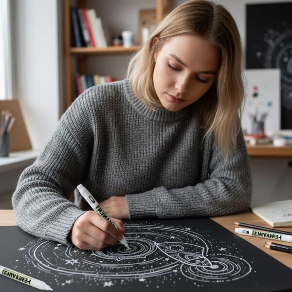 Marqueur blanc permanent YUVKIN pointe fine 1mm lot 6-4