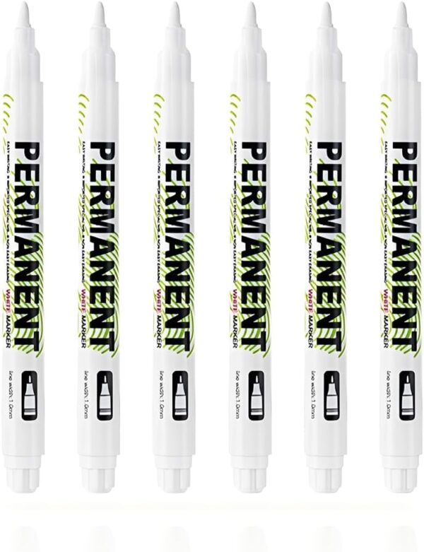 Marqueur blanc permanent YUVKIN pointe fine 1mm lot 6-6