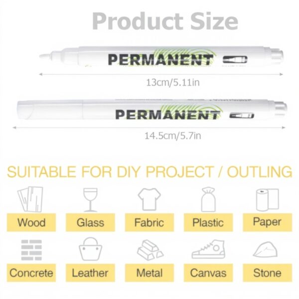 Marqueur blanc permanent YUVKIN pointe fine 1mm lot 6