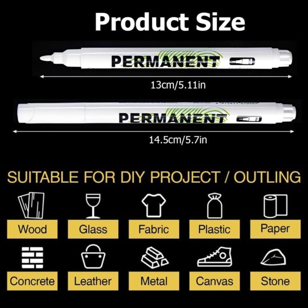 Marqueur blanc permanent YUVKIN pointe fine 1mm lot 6-1