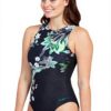 Maillot de bain femme Zoggs Hi Front design Botanique