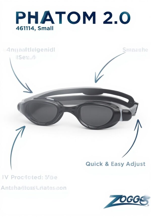 Lunettes de natation Zoggs Phantom 2.0 S Noir Gris Fumée