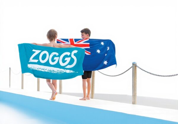 Serviette de piscine Zoggs Bleu 140x70 cm Coton Absorbant